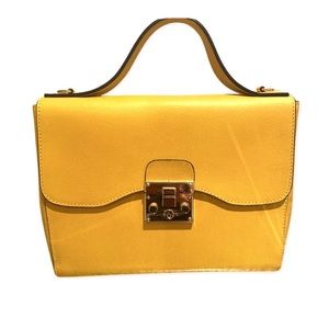 NWOT Authentic Yellow Italian Leather Handbag
